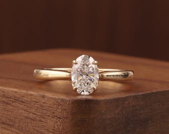 1 CT Solitaire Oval Diamond Wedding Ring, Tulip Setting Oval Cut Ring, Lab Grown Oval Diamond Ring, Solitaire Ring, Stacking Ring.