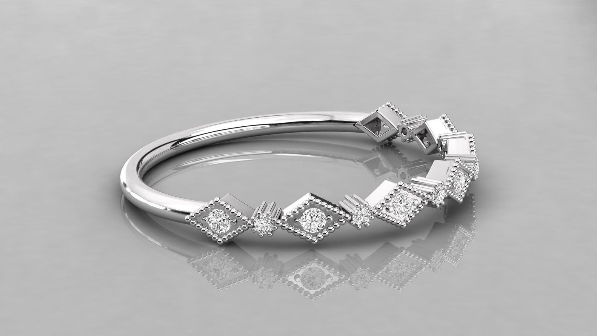 18k Gold Kite Shape Diamond Minimalist Wedding Band Unique Etsy