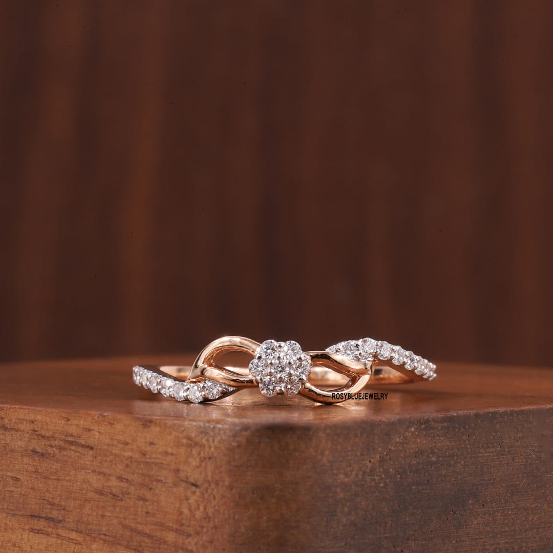 Diamond Infintyr Rings Rose Gold Diamond Infinity Ring, Dainty Engagement Ring, Diamond ...