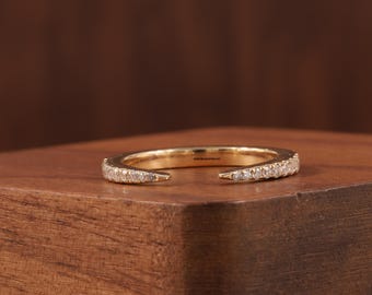 Open Gap Round Lab Grown Diamond Ring , Open Stackable Band, Open Cuff Round Band, 14K Gold Ring, Ring For Her, Matching Band For Women.