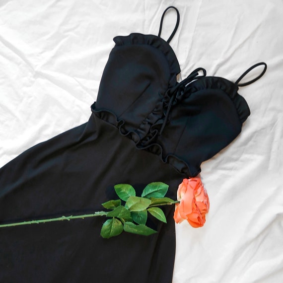 1970s Black Prairie Corset Dress