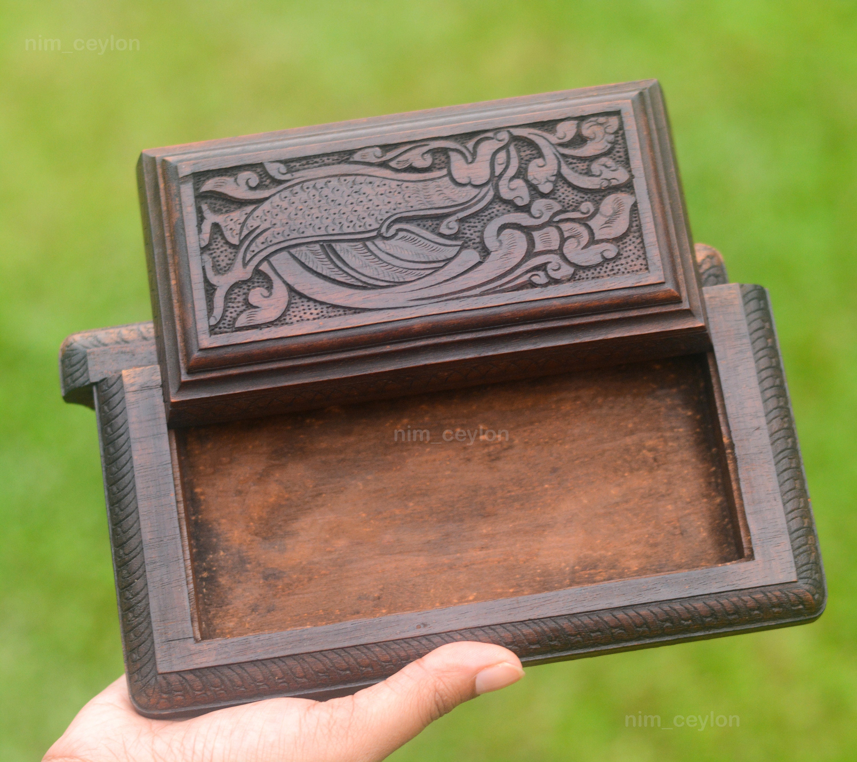 Hand Carved Wooden Secret Jewellery Box With Dual Invisible Etsy