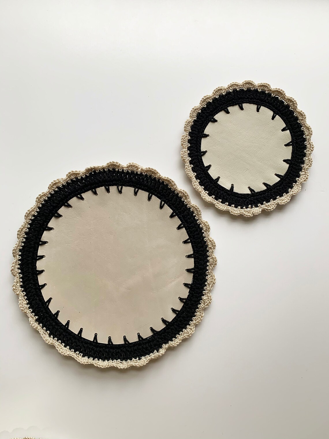 Placemat With Matching Coaster, Handmade From Recycled Leather. Etsy