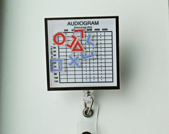 Audiogramm Shaker Abzeichen Halter/Rolle mit Krokodilklemme, Audiologie, Audiologe, Grad School Geschenk