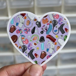 Technologie auditive Heart Vinyl Die-cut Sticker, audiologie, audiologiste, cadeau d’études supérieures