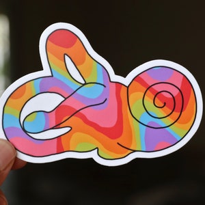 Rainbow Cochlea Vinyl Die-Cut Sticker