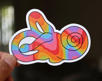 Rainbow Cochlea Vinyl Die-Cut Sticker