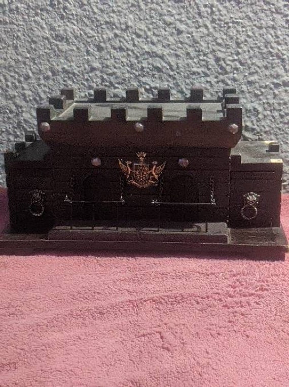 Beautiful Vintage Wooden Medieval Jewelry Box