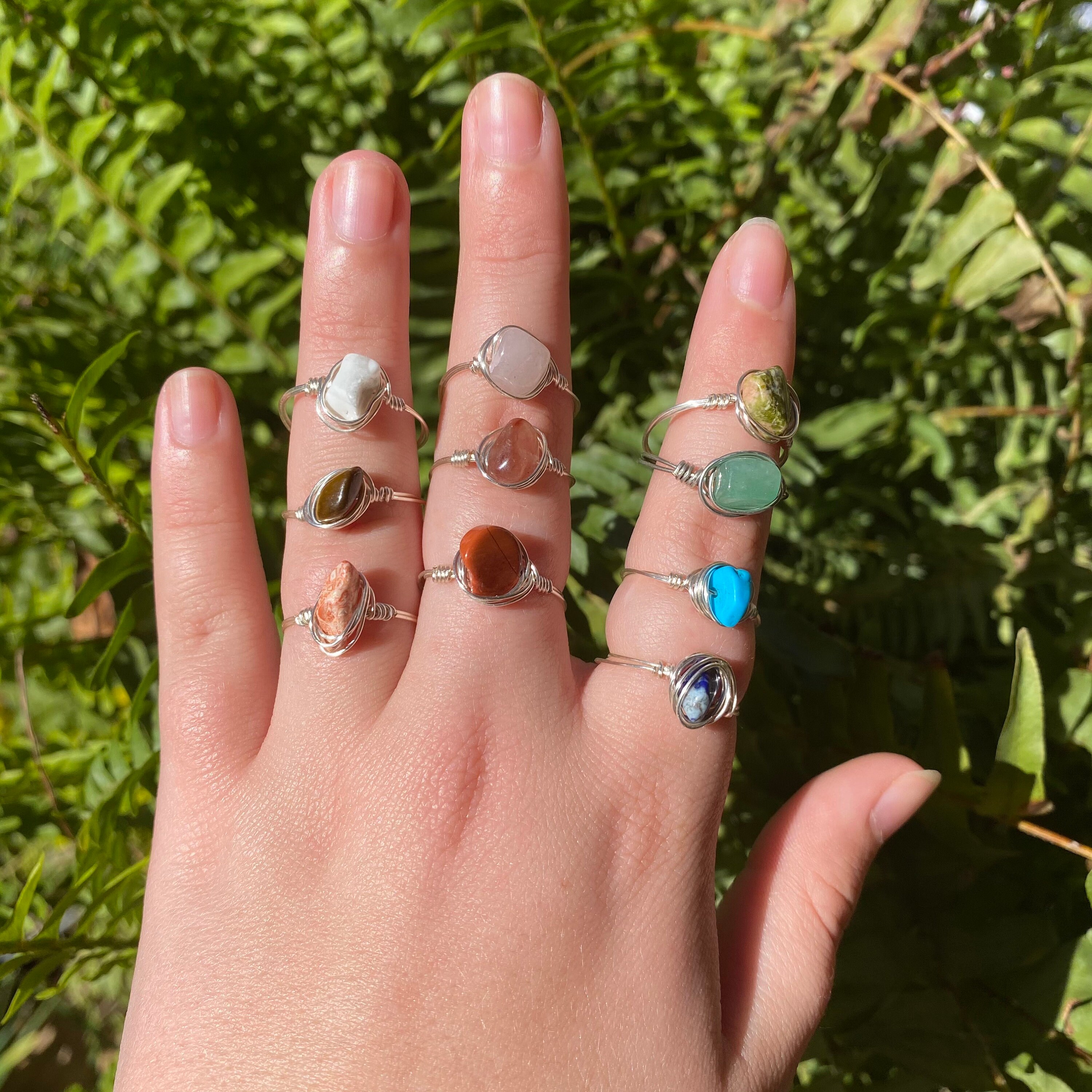 Handmade Large Crystal Wire Wrap Ring-Each Ring Unique-Raw Gemstone Ring Healing Crystal Easter Gift. Silver-Bespoke Statement Ring