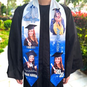 Custom Graduation Stole: Photo & Text, School Colors, Class of 2025