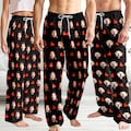 Custom photo pajama pants: Personalized Face and Red Heart Bottom for Women Men