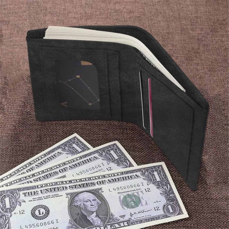 Custom Face Best Dad Blue Bow Leather Wallet