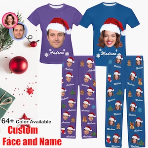 Custom pajamas with picture&Name, Christmas Pajama Set, Custom Face T-Shirt, Custom pajamas for adults, Custom pajama pants, Pajamas Party