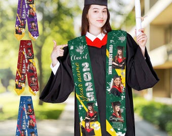 Custom Graduation Stole: Personalized Photo & School Colors, Class of 2026