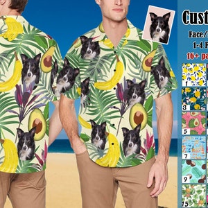 Custom Hawaiian Shirt with face, Hawaiian shirt for holiday party, Personalized shirt with Photo, Custom dog face on shirt, gifts for him