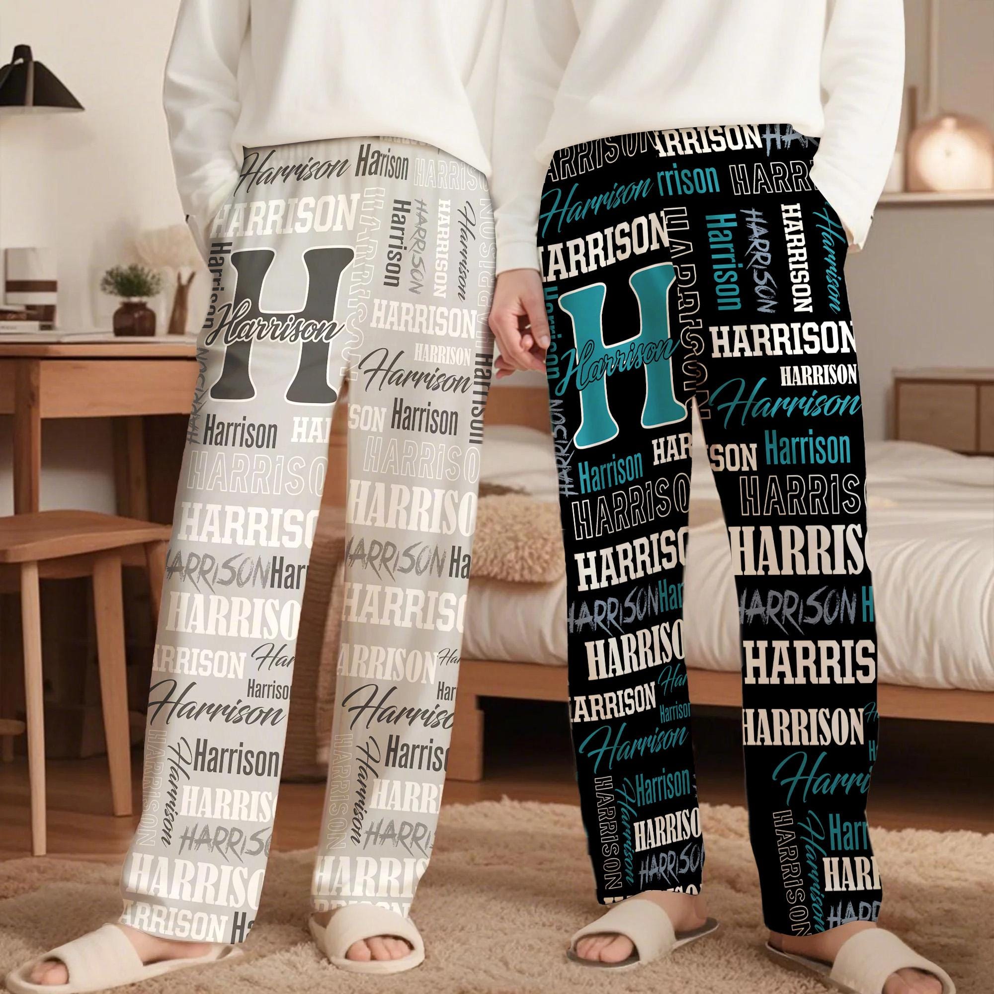 Pyjamas Fancy Text Custom Name Pajama Pants: Personalized Text Christmas Gifts - Etsy