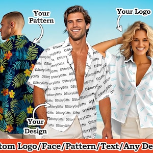 Custom Shirts with Logo/Face/Text/Your Design,Personalized Hawaiian shirt for Man Woman,Group Shirt Custom,Summer Party Shirt,Vacation Gifts