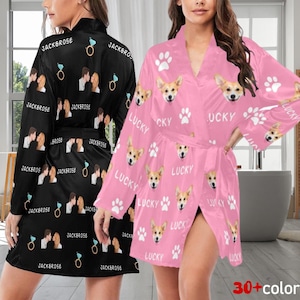 Custom Pet Photo Kimono Robe: Personalized Pajama Bathrobe