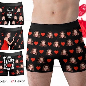 Personalized Photo Underwear for Boyfriend/Husband, Custom Face Boxers for Men, Custom Boxers Briefs with Picture, Anniversary Gifts for Him