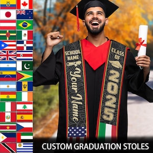 Personalized Graduation Stole: Mixed Flag Class of 2025 Sash