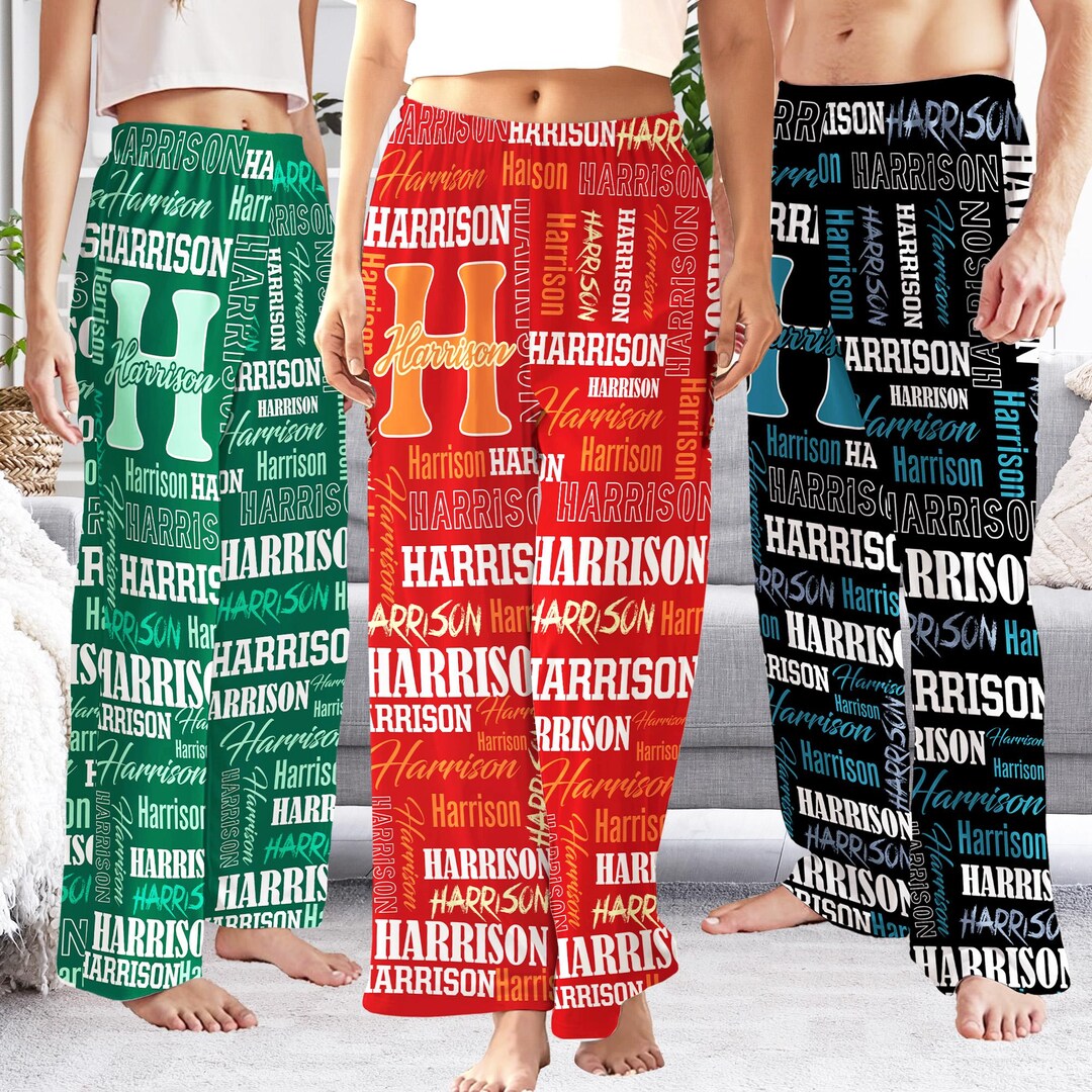 Pyjamas Fancy Text Custom Name Pajama Pants: Personalized Text Christmas Gifts - Etsy