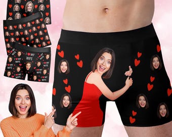Custom Face Boxer Briefs, Personalized Photo Underwear, Anniversary Gift