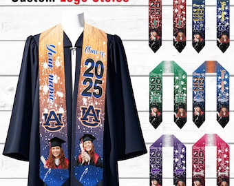 Custom School Logo Graduation Stole: Personalized Photo Grad Sash