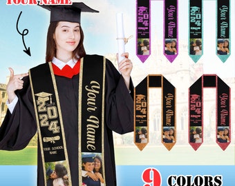 Personalized Graduation Stoles Sash with name - Class Of 2024 Graduation Gift, Custom Graduate Stoles, Grad Stole, Graduation Sash