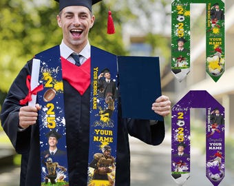 Custom Photo Graduation Stole: Class of 2026, Personalized Grad Sash