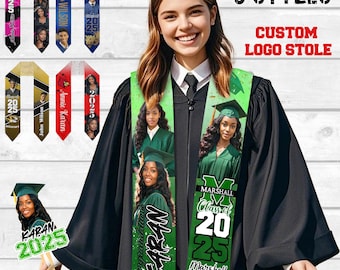Custom Graduation Stole: Personalized Photo & School Colors