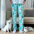 Custom Pet Photo Coral Fleece Pajama Pants: Personalized Dog Cat Face Pajamas Gift