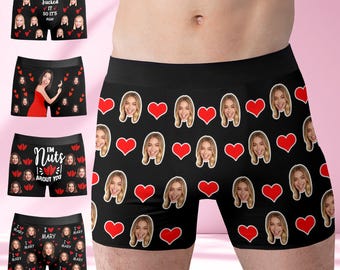 Custom Face Boxer Briefs, Personalized Photo Underwear, Valentine's Day Gifts