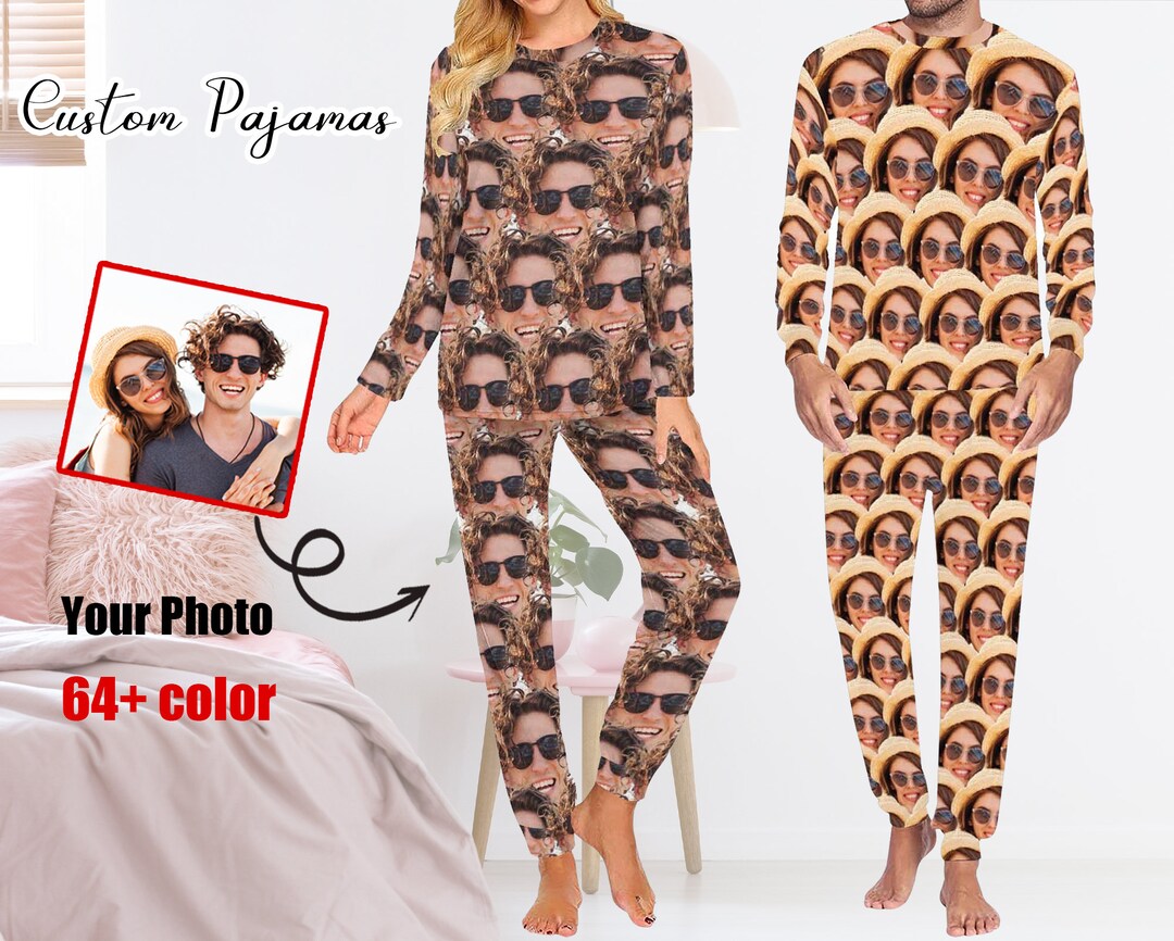 Custom Pajamas With Photo, Custom Face Pajama Set, Custom Pajamas