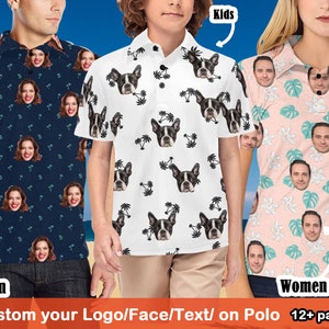 Your logo Men&#39;s woman&#39;s Kid&#39;s All Over Print polo shirt, Custom polo shirt, Personalize polo logo dog face, Polo shirt for men woman kids
