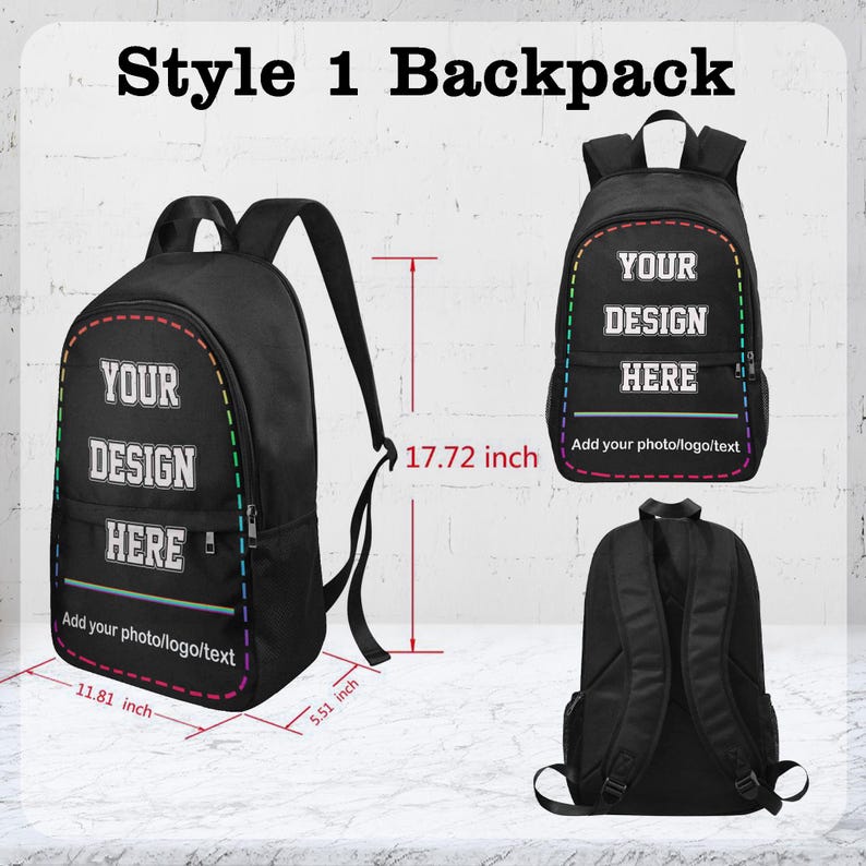 Personalized Photo Backpack: Custom Name & Anydesign School Bag - Etsy