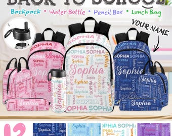 Personalized Kids Backpack Set: Custom Name School Bag, Lunchbox & Pencil Case
