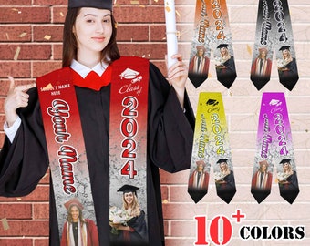 Personalized Graduation Stole 2024 Graduation Sash Custom Name Photo Graduation Stole Class of 2024 Stole Custom College Graduation Sash