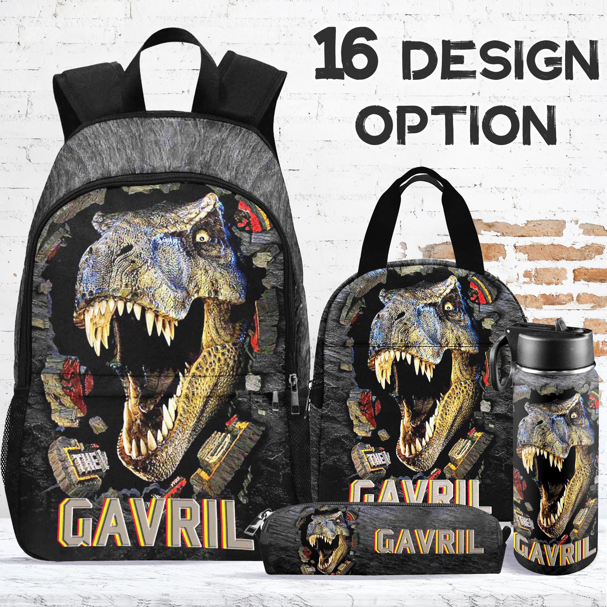 3-Piece Kids Dinosaur Backpack Set With Lunch Box & Pencil Case - School Bag For Boys & Girls Preschool