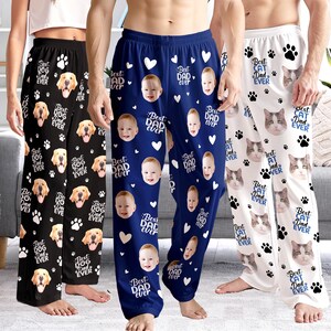 BEST DAD EVER Pajama Pants: Custom Photo Gift for Dad, Personalized Face Bottom&Socks