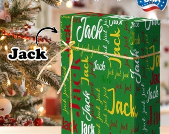 Personalized Name Wrapping Paper, Custom Collage Christmas Gift Wrap