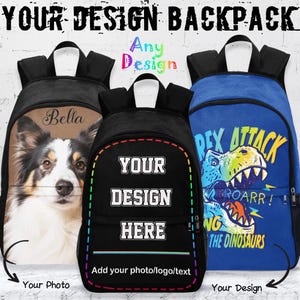 Personalized Photo Backpack: Custom Name & AnyDesign School Bag