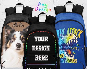 Personalized Photo Backpack: Custom Name & AnyDesign School Bag