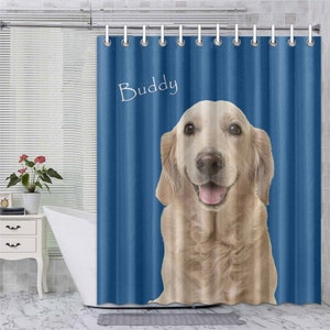 Custom Dog Photo Shower Curtain: Personalized Waterproof Fabric Bathroom Decor
