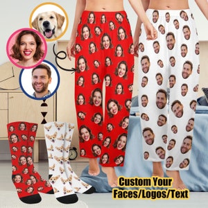 Custom face pajama pants, Personalized pajamas pants socks for women men, Custom Pajamas Pants dog, Christmas Gifts/Anniversary Gift