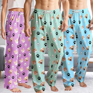 Custom Pet Portrait Pajama Pants: Personalized Dog/Cat Photo, Polyester