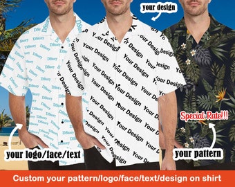 Custom Your Design Men's woman's All Over Print Hawaiian Shirt, Personalized shirt for man woman, Group shirt custom,Custom shirts logo face