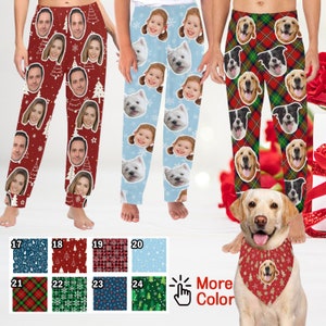 Christmas gift Personalized pajamas with face for woman man kid, dog face pajama pants, Custom pajama pants pet, Custom Dog Bandana