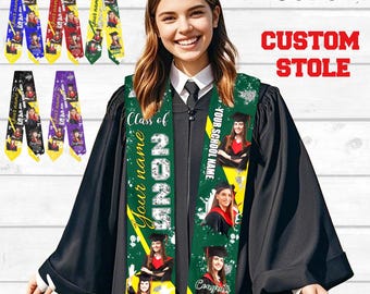 Personalized Graduation Stole: Custom Photo & School Colors Sash