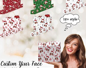 Personalized Face Christmas Wrapping Paper Roll, Custom Photo Gift Wrap