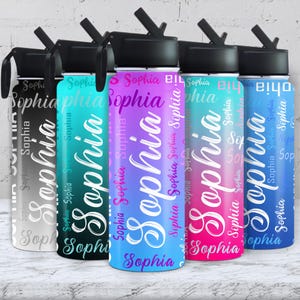 Personalized Name Water Bottle,Custom Water Bottle with Straw,Insulated Stainless Steel Water Bottle with Name,Back to School Gifts for Kids